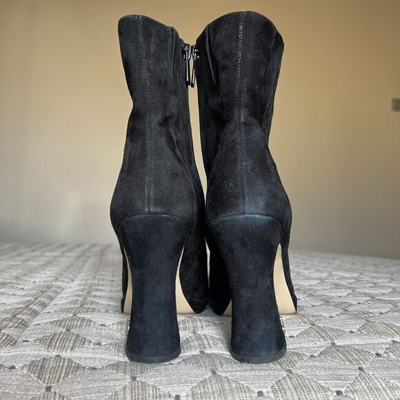Sam Edelman Jaye Black Suede Heeled Platform Boots Booties Women’s 6 Side Zip - Picture 11 of 16